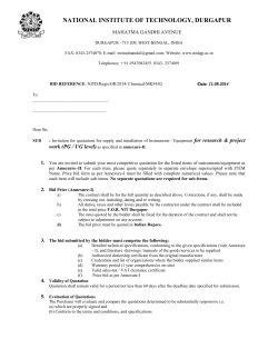 Tender Notice for manual membrane casting unit