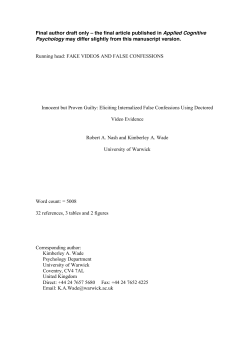 the final article published in Applied Cognitive Psychology may differ