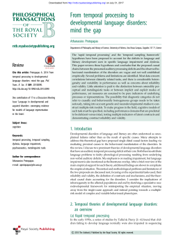 From temporal processing to developmental language disorders