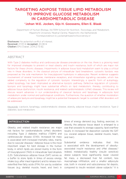 targeting adipose tissue lipid metabolism to improve glucose