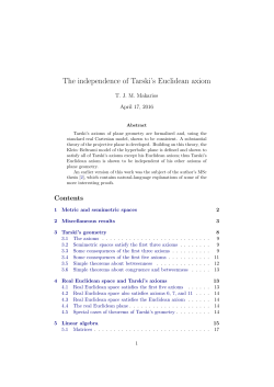 The independence of Tarski`s Euclidean axiom