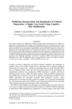 A single case series using cognitive bias modification