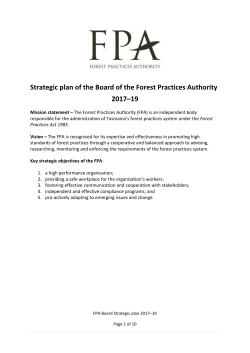 Strategic plan of the Board of the Forest Practices