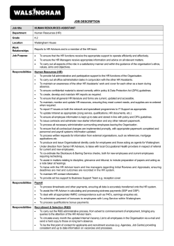Job Description - Walsingham Support