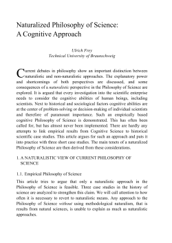 Naturalized Philosophy of Science: A Cognitive Approach