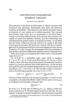 CONTINUOUS PARAMETER MARKOV CHAINSf