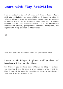 Learn with Play Activities - Teaching 2 and 3 Year Olds