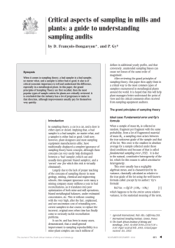Critical aspects of sampling in mills and plants: a guide to