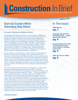 Exercise Caution When Submitting Bids Online In This Issue: