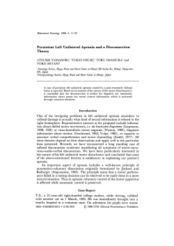 Persistent Left Unilateral Apraxia and a Disconnection Theory One