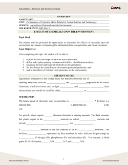Agricultural Chemicals and the Environment oVERVIEW NAME