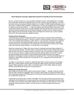 Even Greener Concrete: Rapid Set Cement Is