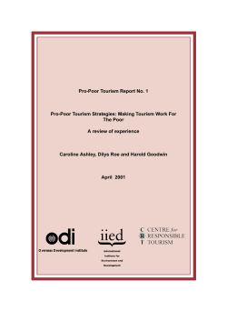 Pro-Poor Tourism Strategies: Making Tourism Work For The Poor