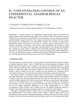 h2 concentration control of an experimental anaerob biogas reactor