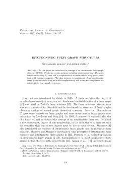 INTUITIONISTIC FUZZY GRAPH STRUCTURES 1. Introduction
