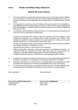 Model Framework for a School Health and Safety Policy