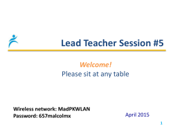 Session #1 Planning for Lead Teacher Capstone
