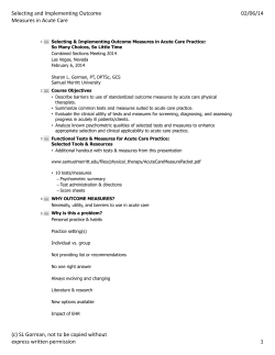 Selecting and Implementing Outcome Measures