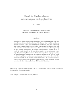 Cuto for Markov chains: some examples and applications