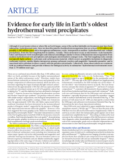 Evidence for early life in Earth`s oldest hydrothermal vent precipitates