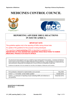 medicines control council reporting adverse drug reactions in south