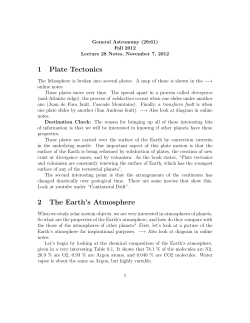1 Plate Tectonics 2 The Earth`s Atmosphere