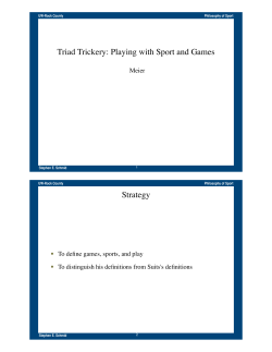 Triad Trickery: Playing with Sport and Games Strategy