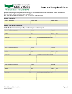 Event and Camp Food Form