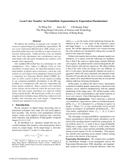 Local Color Transfer via Probabilistic Segmentation by