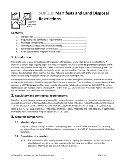 Manifests and Land Disposal Restrictions