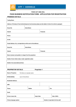 food business notification form / application for