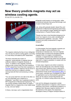 New theory predicts magnets may act as wireless cooling