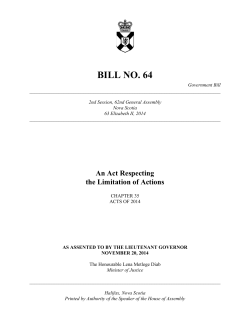 BILL NO. 64 - The Nova Scotia Legislature