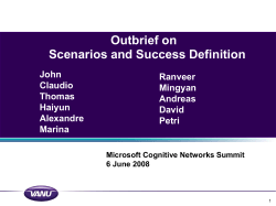 Outbrief on Scenarios and Success Definition John