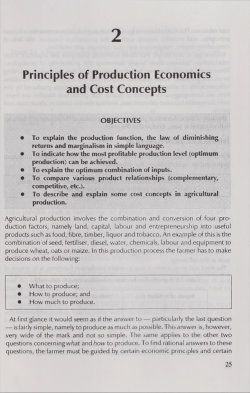 Principles of Production Economics and Cost Concepts