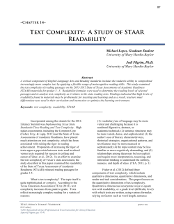 Text Complexity: A Study of STAAR Readability