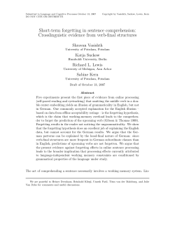 Short-term forgetting in sentence comprehension