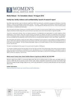 launch of research report - Women`s Legal Service NSW