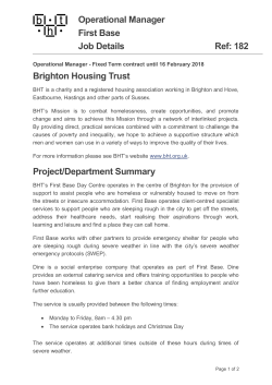 Operational Manager First Base Job Details Ref: 182 Brighton