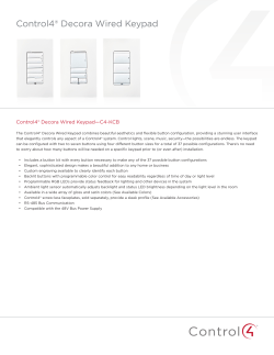 Decora Wired Keypad Data Sheet