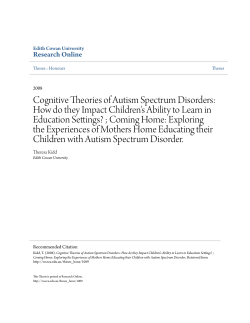 Cognitive Theories of Autism Spectrum Disorders