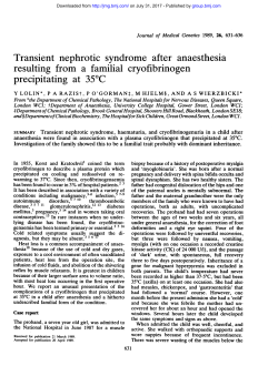 resulting from a familial cryofibrinogen precipitating at 35°C