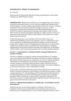 Mathematical Models in Biomedicine