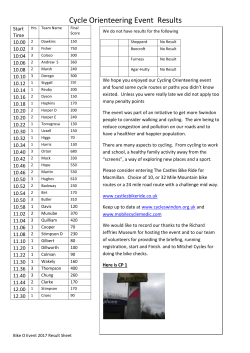 Cycle Orienteering Event Results