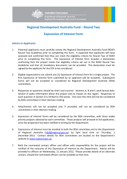 Regional Development Australia Fund – Round Two