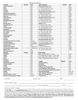 Sift Desserts order form Cupcakes Quantity Price Cakes / Patisserie