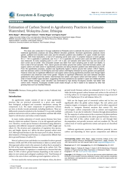 Estimation of Carbon Stored in Agroforestry Practices in Gununo