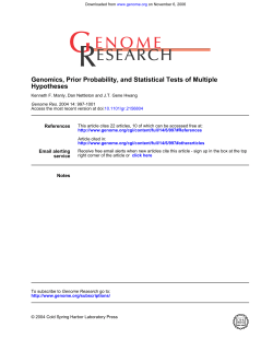Hypotheses Genomics, Prior Probability, and Statistical Tests of