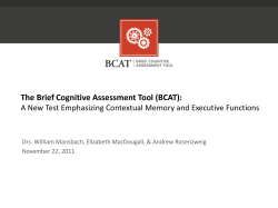 The Brief Cognitive Assessment Tool (BCAT)