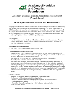 Application - Academy of Nutrition and Dietetics Foundation